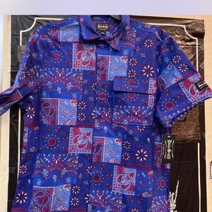 Men's Blue Paisley Patchwork Shirt